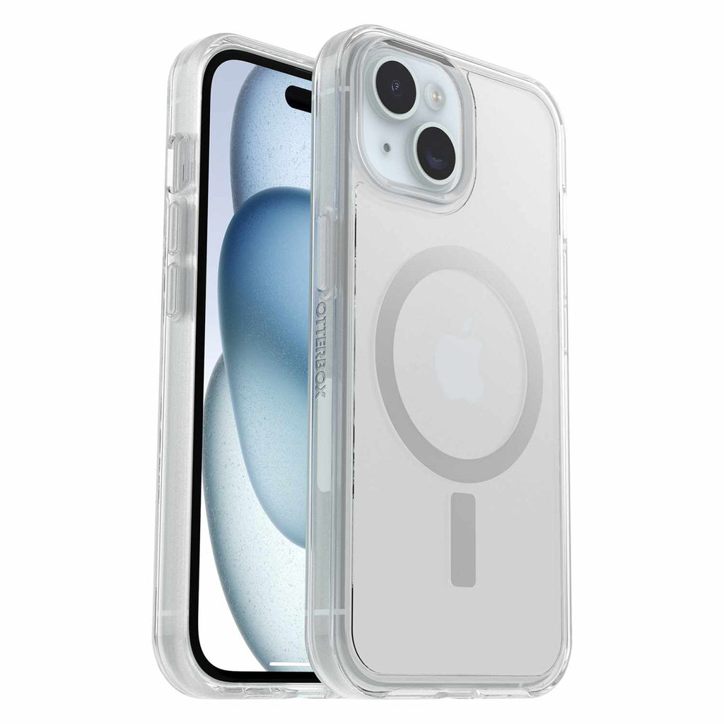 OtterBox Symmetry Clear MagSafe Case Clear with Blue Tint for iPhone 16e/15/14/13 in Bulk Packaging