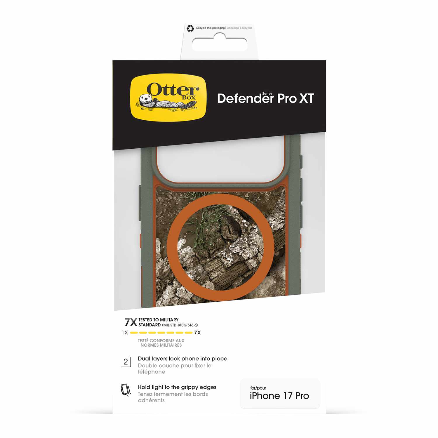 OtterBox Defender Pro XT Clear MagSafe Case w/Camera Control Realtree Apx (Green) for iPhone 17 Pro