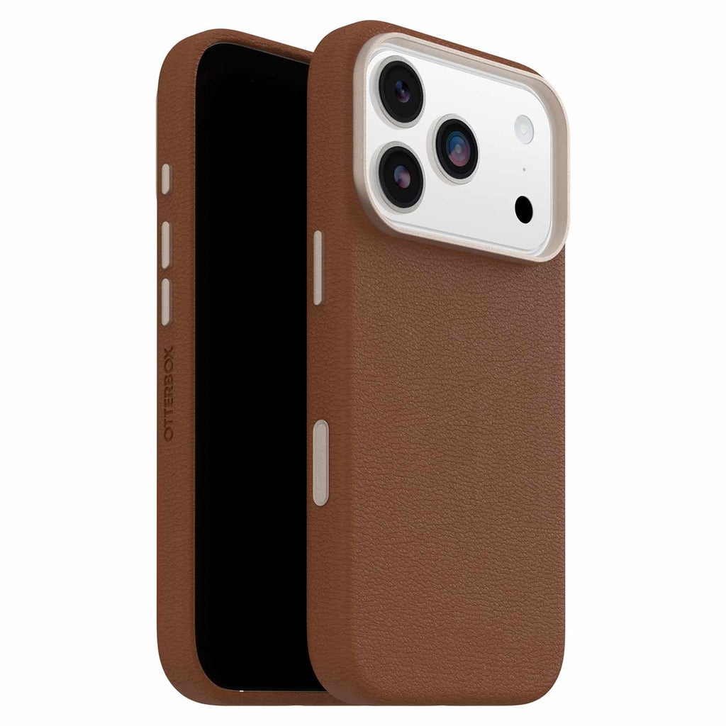 OtterBox Symmetry Cactus Leather MagSafe Case w/Camera Control Dessert Saddle (Brown) for iPhone 17 Pro
