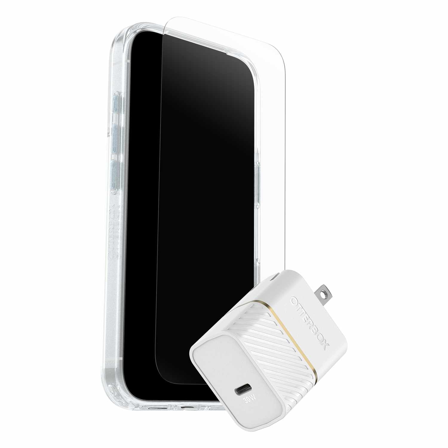 OtterBox Protection+Power Kit (Symmetry Clear MagSafe w/Glass + Wall Charger 30W White) Clear for iPhone 17 Pro