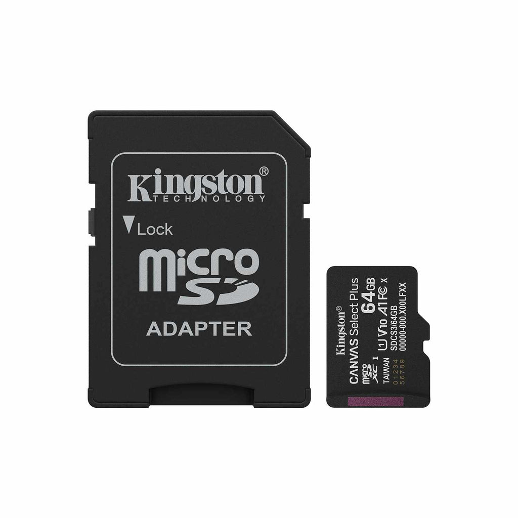 Kingston 64GB microSDXC Canvas Select Plus Gen3 100MB/s A1 Card + Adapter