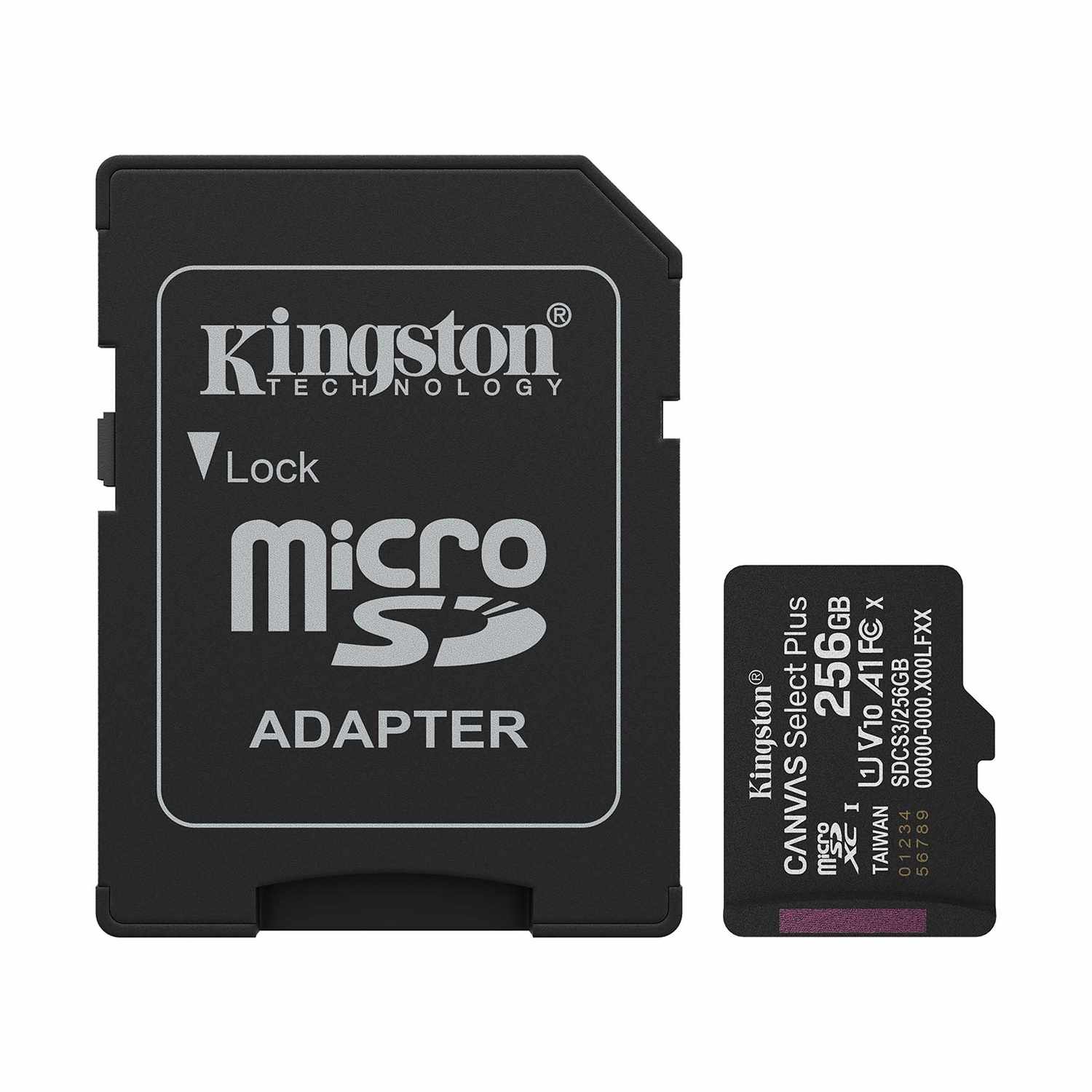 Kingston SDCS3/256GB 256GB microSDXC Canvas Select Plus Gen3 150MB/s A1 Card w/Adapter