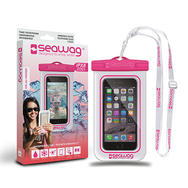Seawag Universal Cellphone Waterproof Case White/Pink with Neck Lanyard