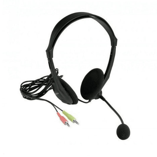 Xtech Headset Stereo with Boom Mic Volume Control Black 2 x 3.5mm Plugs for Mic & Audio 6ft Cord Light Weight - Black