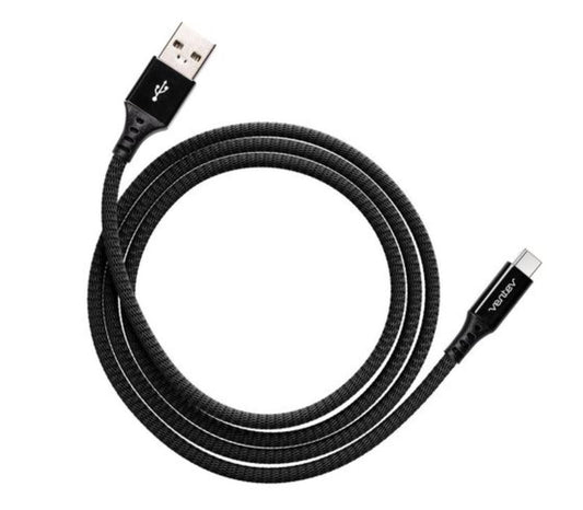 Ventev Charge & Sync USB-C to USB-A Cable 4ft Alloy - Jet Black
