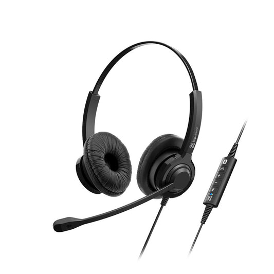 Klipxtreme Headset Business VoxPro-S USB Stereo with Boom Mic Noise Isolating Inline Volume Control/Mute Compatible with UC Platforms - Black