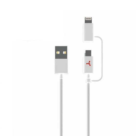 Fuse Charge & Sync 2 in 1 Lightning/Micro USB to USB-A 3ft White MFI