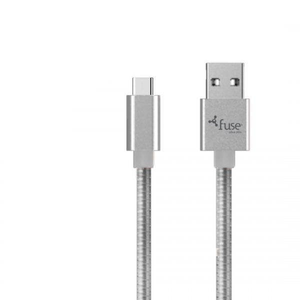 Fuse Charge & Sync USB-C to USB-A Metal 3ft - Silver - GekkoTech