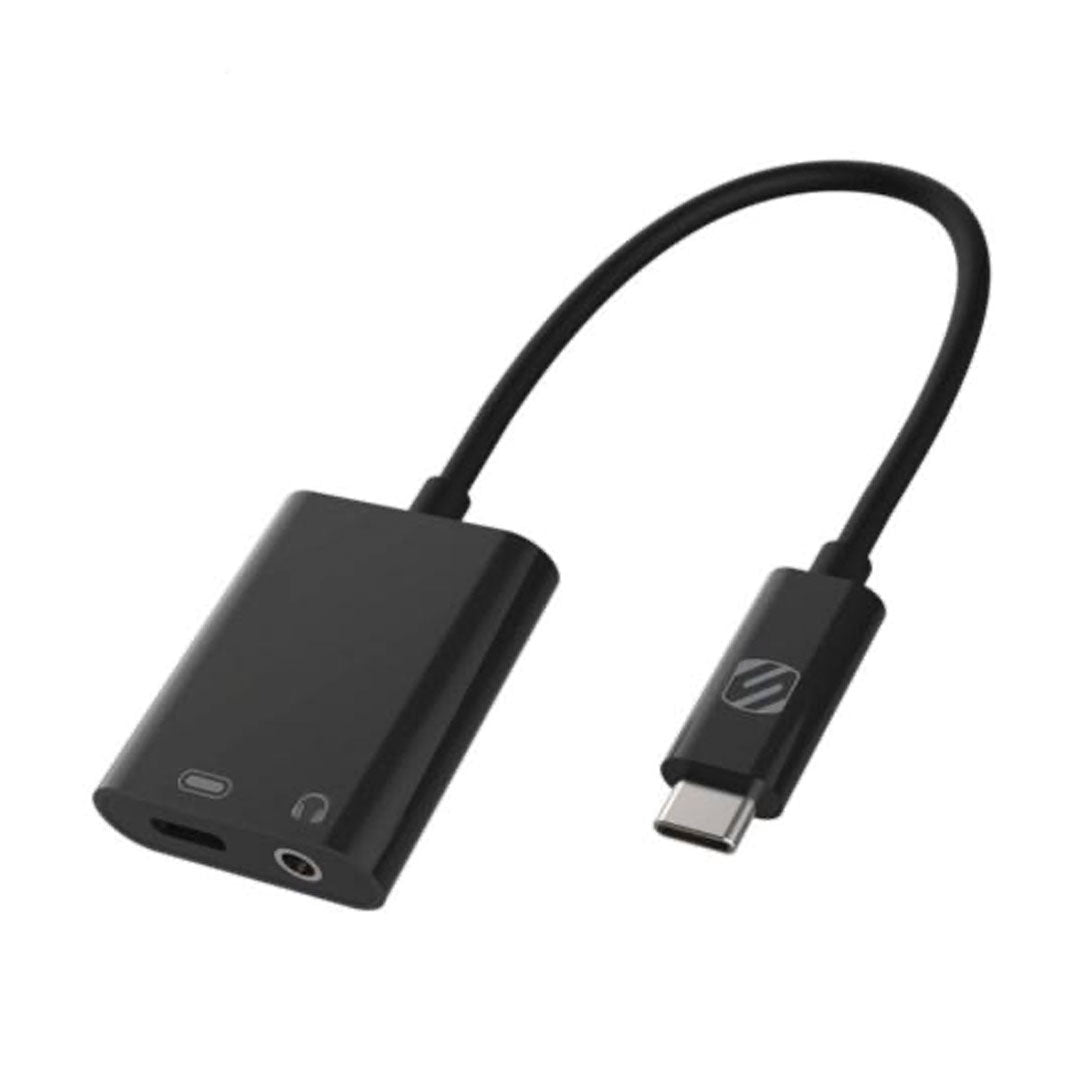 Scosche Adapter USB-C to USB-C Female and 3.5mm Female StrikeLine - Allows Charging and Connecting 3.5mm Headset at the Same Time