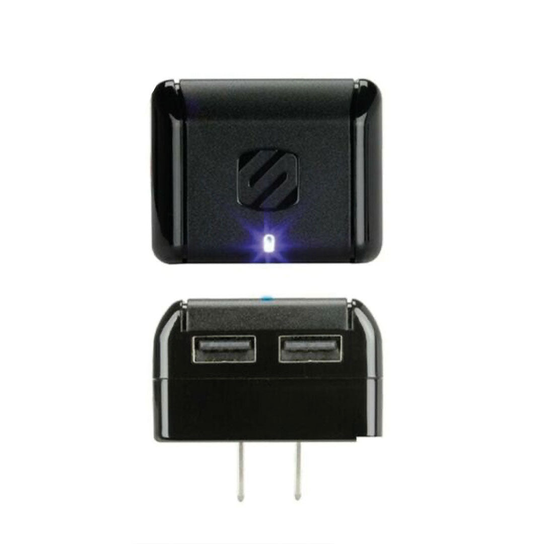Scosche Wall Charger 2 Port 2.1Amp 5W Revive Pro H2 Foldable Prongs Black