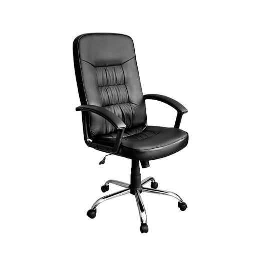 Xtech Office Chair Calabria Executive with Arm Rests - Wheels - Steel Frame Lumbar Cushion Leatherette Tilt 14° Height Adjustment Black