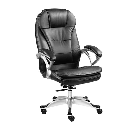 Xtech Office Chair Executive Comfort Padded Lumbar & Headrest with Arm Rests - Dual Wheels with Chrome Base & Foot Rest Tilt 16° Height Adjustment High Quality Black