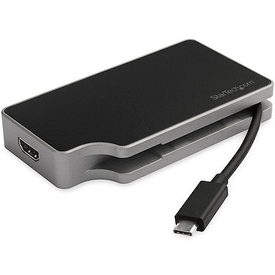 StarTech Docking Station Travel USB-C 4K HDMI or 1080p VGA RJ45 Gigabit Ethernet - Black & Silver