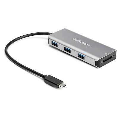 StarTech Hub 3 Port USB-C 10Gbps Thunderbolt 3 Compatible with SD Card Reader - Silver