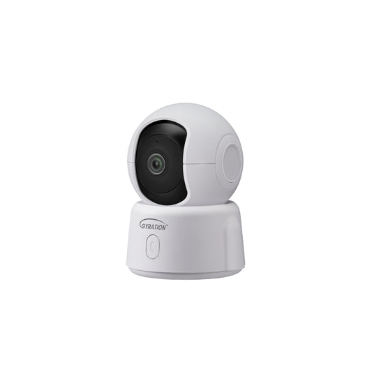 Gyration Smart Home Indoor Wifi Camera 2K Cyberview 2000 PTZ (Pan Tilt Zoom) Built in Mic Night Vision Google & Alexa - Call Button - White