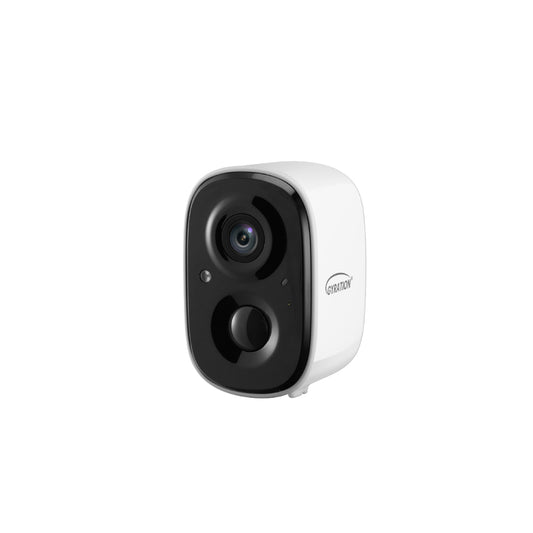 Gyration Smart Home Outdoor/Indoor Wifi Camera 2MP Cyberview 2010 IP65 Waterproof Built in Mic Motion Detection Night Vision Rechargeable Battery - White