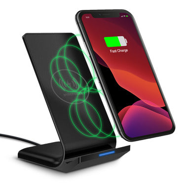 HyperGear Qi Wireless Charging Stand 10W Fast Charge Includes Charging Cable and Wall Charger - Black