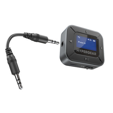 HyperGear Wireless Audio Adapter Intellicast Flight Connect in Airplane & Use Any Bluetooth Headphones Connect 2 Listeners or Transmit from Phone to Stereo System