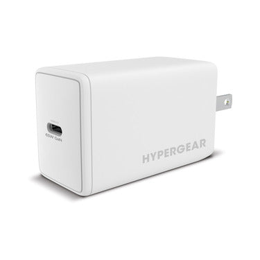 HyperGear Wall Charger 1 Port 65W GaN Power Delivery with PPS High Power Fast Charging Foldable Prongs Compact - White