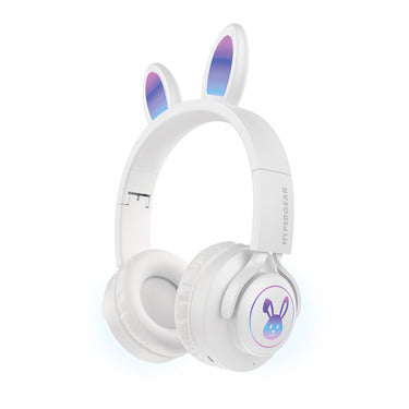 HyperGear Headphones Bluetooth Bunny Tracks Built in Mic Soft Memory Foam Ear Cushions Foldable Design 10hr Play Time - White