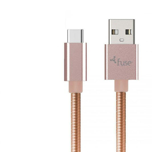 Fuse Charge & Sync USB-C to USB-A Metal 3ft - Pink - GekkoTech