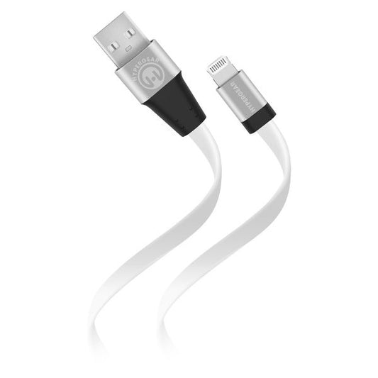 HyperGear Flexi USB to MFi Lightning Flat Cable - 6ft White - GekkoTech