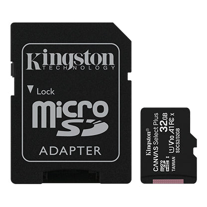 KINGSTON MICROSD MEMORY CARD 32GB CANVAS SELECT PLUS WITH SD ADAPTER 100MB/S – BLACK - GekkoTech