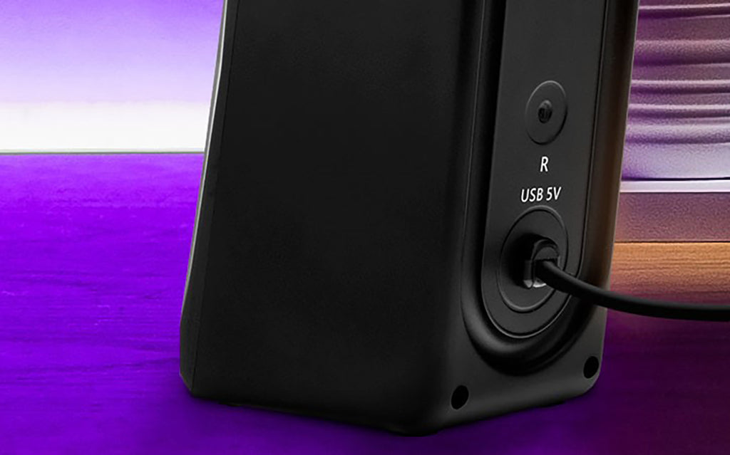 XTECH COMPUTER GAMING SPEAKERS INCENDO 2.0 STEREO 4W USB MULTIMEDIA WITH LED LIGHTS, INCLUDES 3.5MM CABLE FOR AUX INPUT - GekkoTech