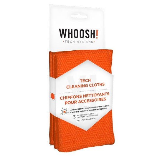 WHOOSH! ANTIMICROBIAL TREATED MICROFIBER CLOTHS 3 PACK XL 14IN X 14IN - GekkoTech