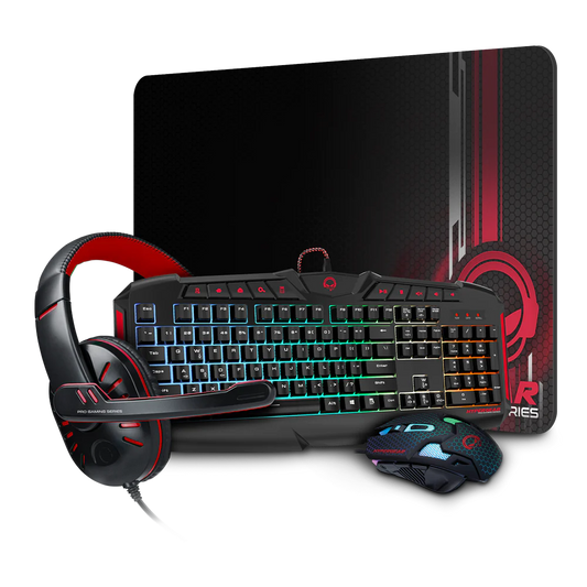 HYPERGEAR RED DRAGON GAMING KIT 4-IN-1 VALUE BUNDLE INCLUDES RGB KEYBOARD 2400DPI GAMING MOUSE GAMING HEADPHONE WITH NOISE CANCELLING MIC LARGE GAMING MOUSE PAD - GekkoTech
